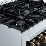 Forno Marco Gas Range with Antique Brass Design, Convection Oven