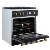 Forno Marco Gas Range with Antique Brass Design, Convection Oven