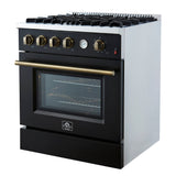Forno Marco Gas Range with Antique Brass Design, Convection Oven