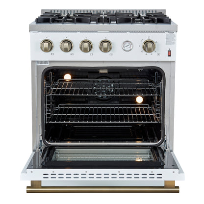 Forno Marco Gas Range with Antique Brass Design, Convection Oven
