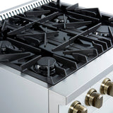 Forno Marco Gas Range with Antique Brass Design, Convection Oven