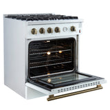 Forno Marco Gas Range with Antique Brass Design, Convection Oven