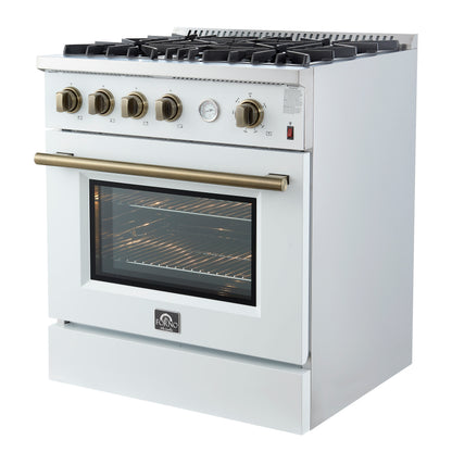 Forno Marco Gas Range with Antique Brass Design, Convection Oven
