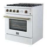 Forno Marco Gas Range with Antique Brass Design, Convection Oven