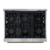 Forno Marco Gas Range with Antique Brass Design, Convection Oven