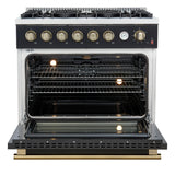 Forno Marco Gas Range with Antique Brass Design, Convection Oven