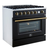 Forno Marco Gas Range with Antique Brass Design, Convection Oven
