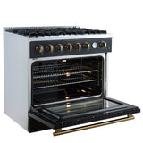 Forno Marco Gas Range with Antique Brass Design, Convection Oven