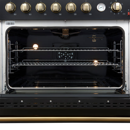 Forno Marco Gas Range with Antique Brass Design, Convection Oven