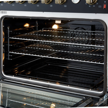 Forno Marco Gas Range with Antique Brass Design, Convection Oven