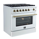Forno Marco Gas Range with Antique Brass Design, Convection Oven