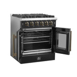 Forno Galiano French Door Gas Range with Antique Brass Design, Convection Oven