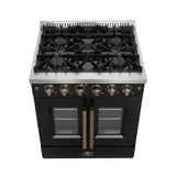 Forno Galiano French Door Gas Range with Antique Brass Design, Convection Oven