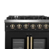 Forno Galiano French Door Gas Range with Antique Brass Design, Convection Oven