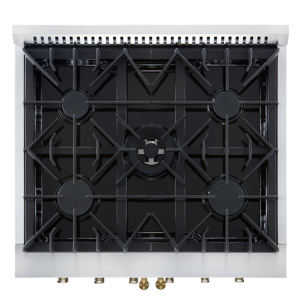 Forno Galiano French Door Gas Range with Antique Brass Design, Convection Oven