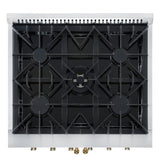 Forno Galiano French Door Gas Range with Antique Brass Design, Convection Oven