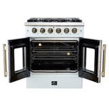 Forno Galiano French Door Gas Range with Antique Brass Design, Convection Oven