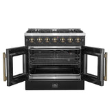 Forno Galiano French Door Gas Range with Antique Brass Design, Convection Oven