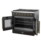 Forno Galiano French Door Gas Range with Antique Brass Design, Convection Oven