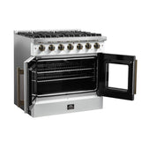 Forno Galiano French Door Gas Range with Antique Brass Design, Convection Oven