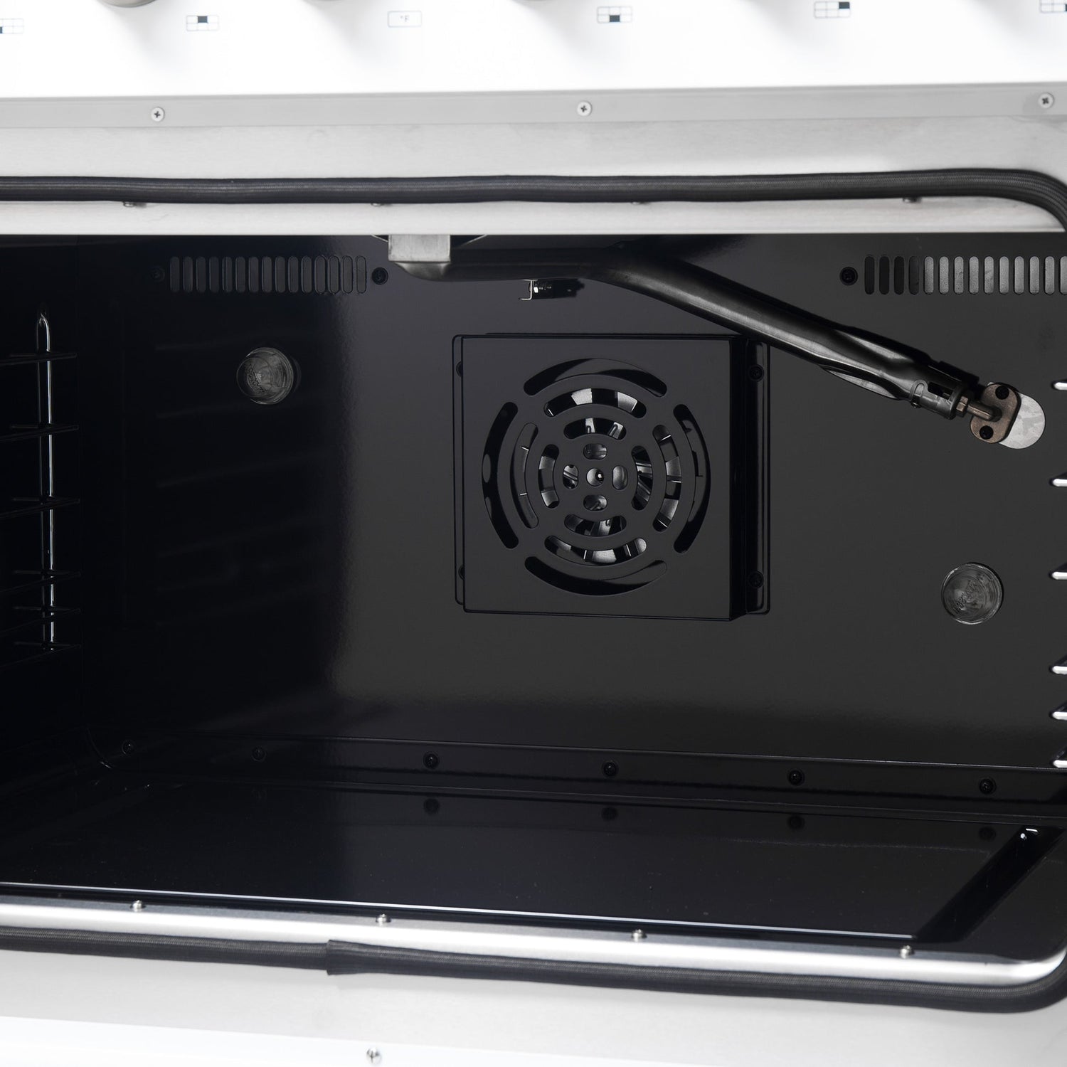 Forno Galiano French Door Gas Range with Antique Brass Design, Convection Oven