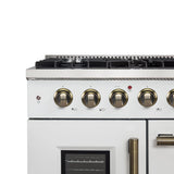 Forno Galiano 48-Inch Freestanding French Door Gas Range, with Antique Brass Design