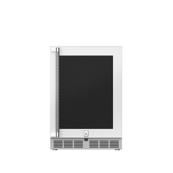 Hestan 24″ Left Hinged With Lock, Outdoor Undercounter Refrigerator (Glass Door) - GRGL24