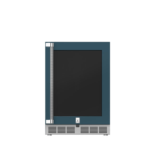 Hestan 24″ Left Hinged With Lock, Outdoor Dual Zone Refrigerator with Wine Storage (UV-Coated Glass Door) - GRWGL24
