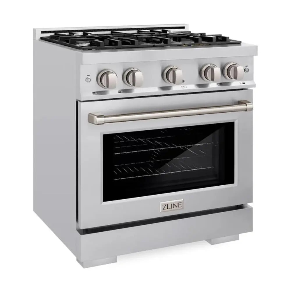 ZLINE 30" 4.2 cu. ft. Select Dual Fuel Range with 4 Burner Gas Cooktop and Electric Convection Oven in Stainless