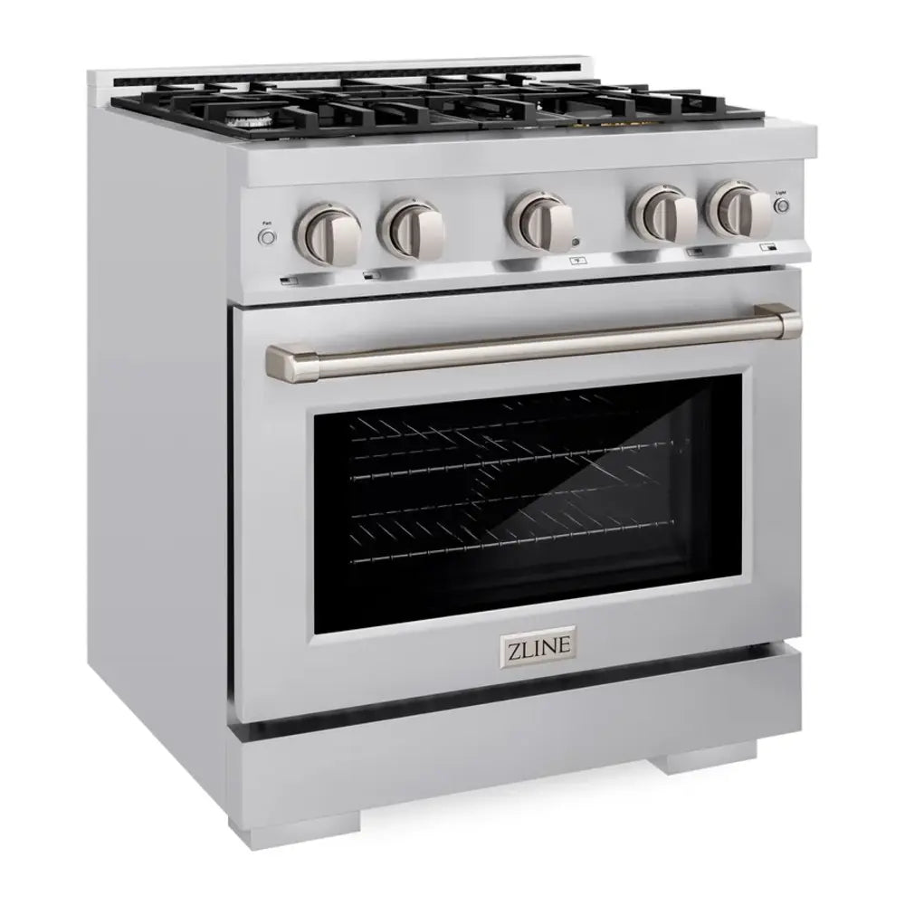 ZLINE 30" 4.2 cu. ft. Select Dual Fuel Range with 4 Burner Gas Cooktop and Electric Convection Oven in Stainless