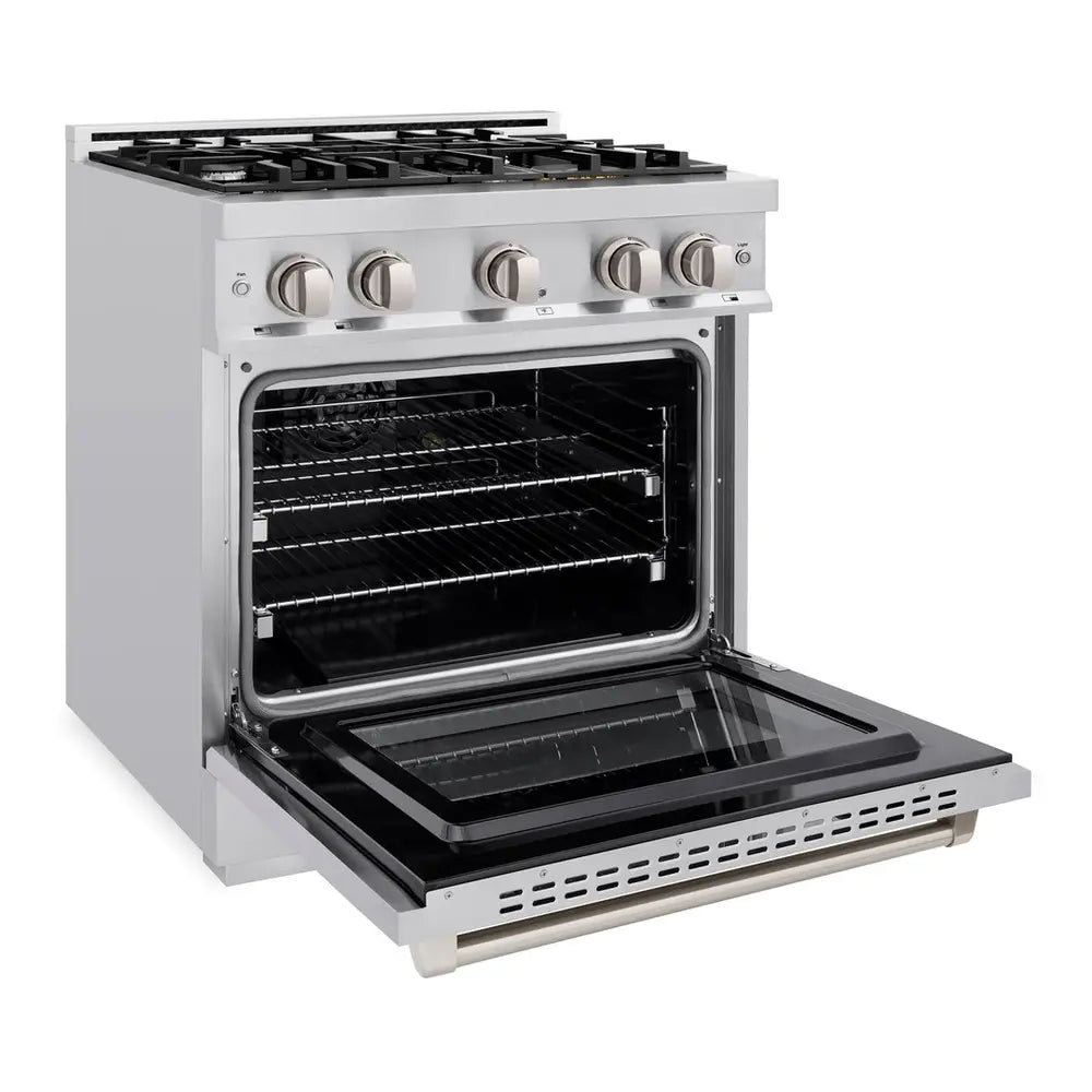 ZLINE 30" 4.2 cu. ft. Select Dual Fuel Range with 4 Burner Gas Cooktop and Electric Convection Oven in Stainless