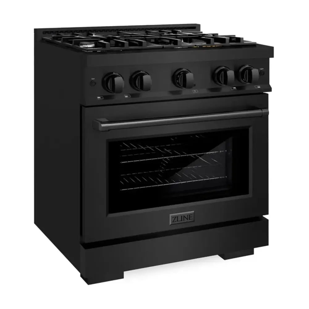 ZLINE 30" Select Series Dual Fuel Range with 4 Burners, 4.2 cu. ft. Capacity Oven, and Convection Cooking in Black Stainless Steel