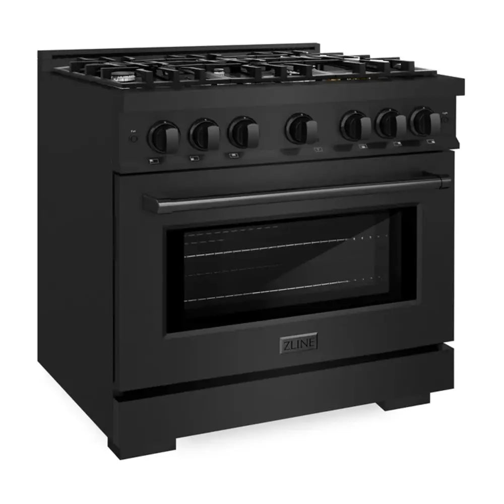 ZLINE 36" Select Series Dual Fuel Range with 6 Burners, 5.2 cu. ft. Capacity Oven, and Convection Cooking in Black Stainless Steel