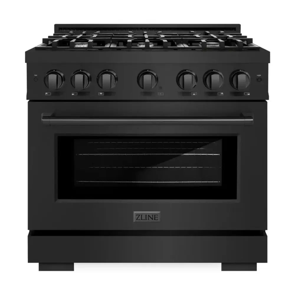ZLINE 36" Select Series Dual Fuel Range with 6 Burners, 5.2 cu. ft. Capacity Oven, and Convection Cooking in Black Stainless Steel