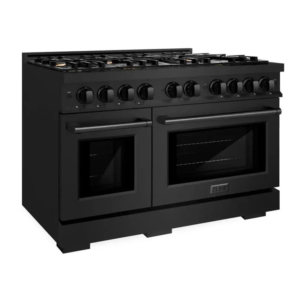 ZLINE 48" Select Series Dual Fuel Range with 8 Burners, 6.7 cu. ft. Total Oven Capacity, and Convection Cooking in Black Stainless Steel