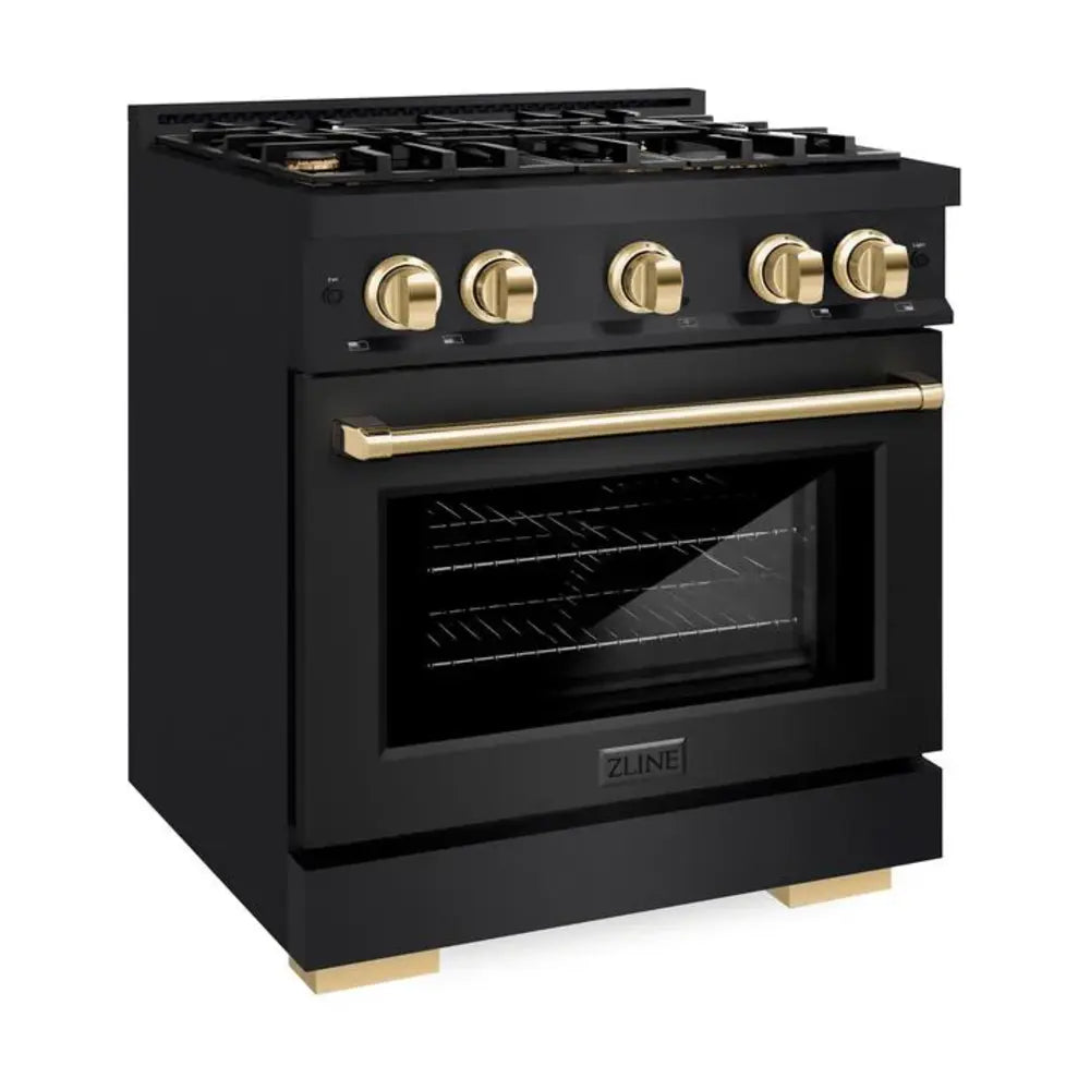 ZLINE 30" Autograph Edition Select Series Dual Fuel Range with 4 Burners, 4.2 cu. ft. Capacity Oven, and Convection Cooking in Black Stainless Steel