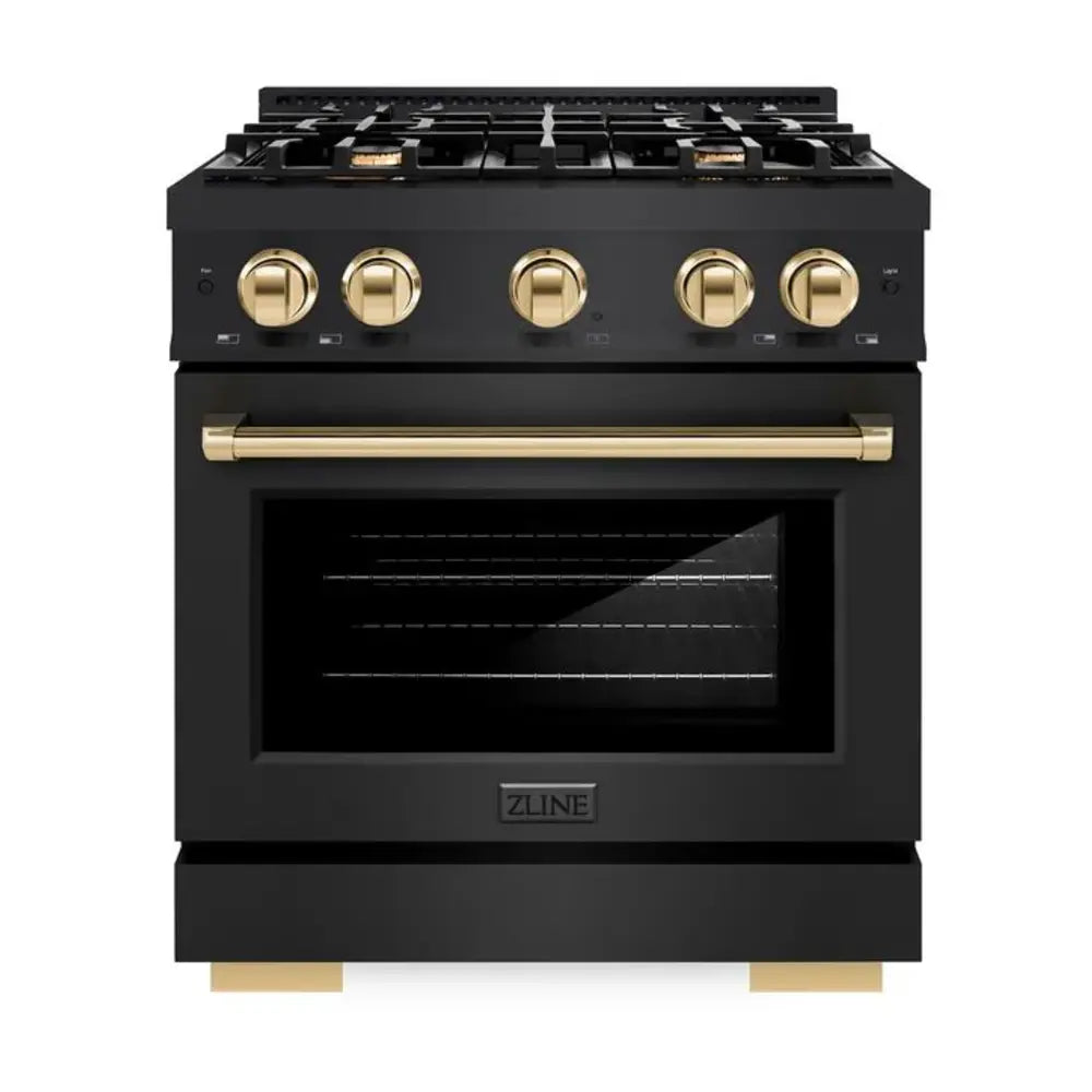 ZLINE 30" Autograph Edition Select Series Dual Fuel Range with 4 Burners, 4.2 cu. ft. Capacity Oven, and Convection Cooking in Black Stainless Steel