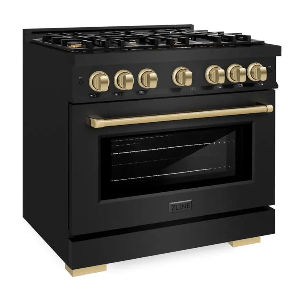 ZLINE 36" Autograph Edition Select Series Dual Fuel Range with 6 Burners, 5.2 cu. ft. Capacity Oven, and Convection Cooking in Black Stainless Steel