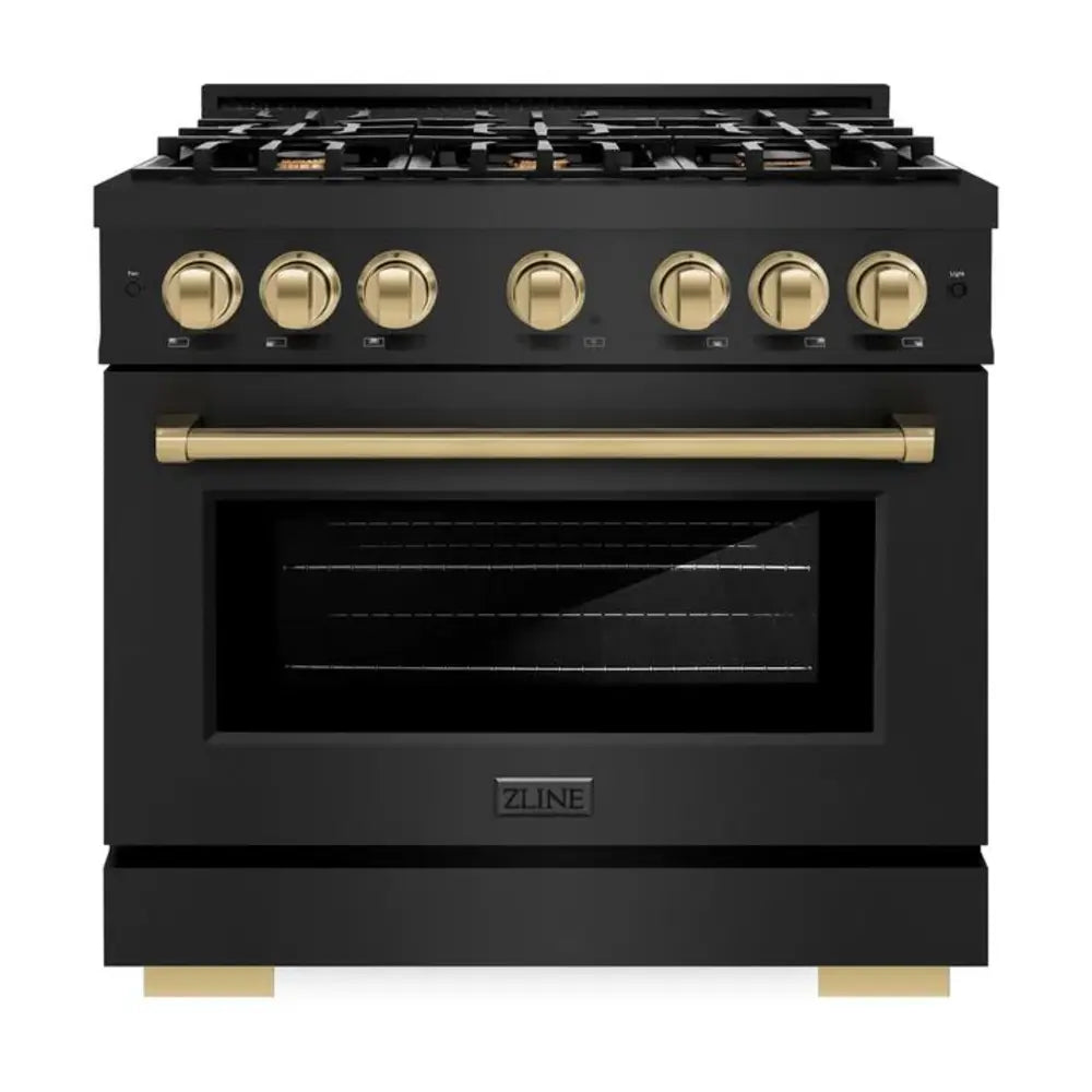 ZLINE 36" Autograph Edition Select Series Dual Fuel Range with 6 Burners, 5.2 cu. ft. Capacity Oven, and Convection Cooking in Black Stainless Steel