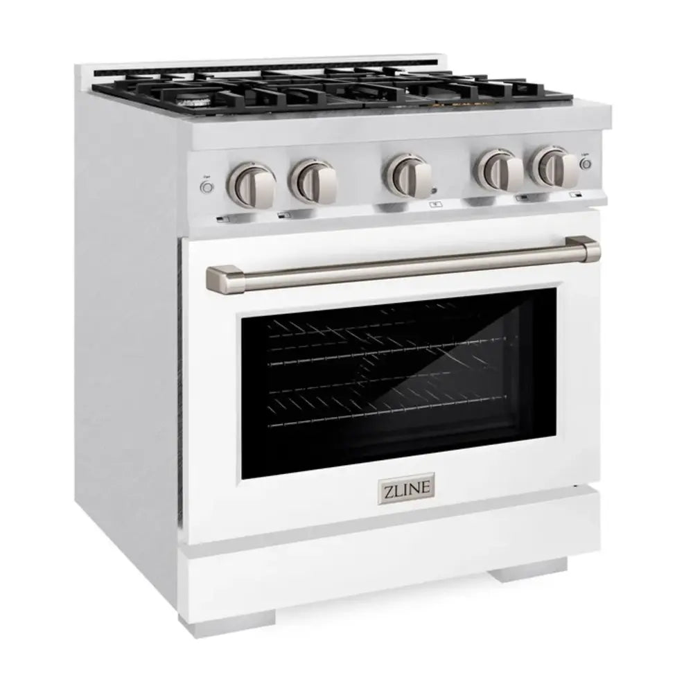 ZLINE 30" 4.2 cu. ft. Select Dual Fuel Range with 4 Burner Gas Cooktop and Electric Convection Oven in DuraSnow Stainless Steel