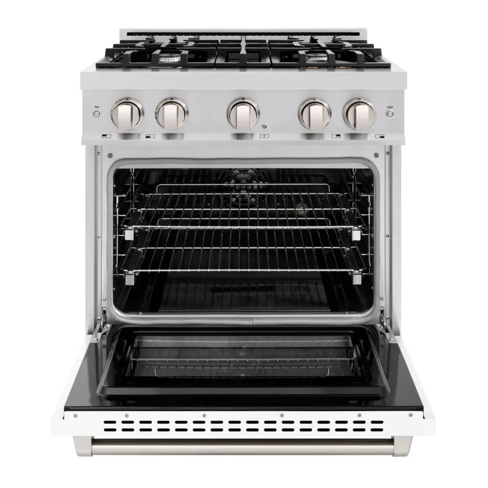 ZLINE 30" 4.2 cu. ft. Select Dual Fuel Range with 4 Burner Gas Cooktop and Electric Convection Oven in Stainless