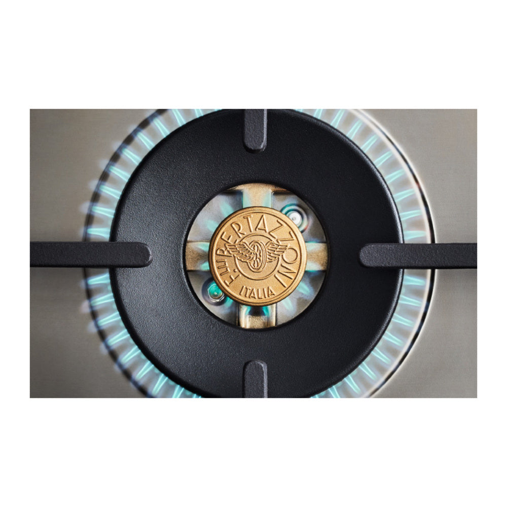 Bertazzoni Heritage Series 48 inch Gas Range with 6 Brass Burners, 7.1 cu. ft. Total Oven Capacity, Electric Griddle and Dual Convection (Avorio Ivory) - HER486BTFGMAVT*