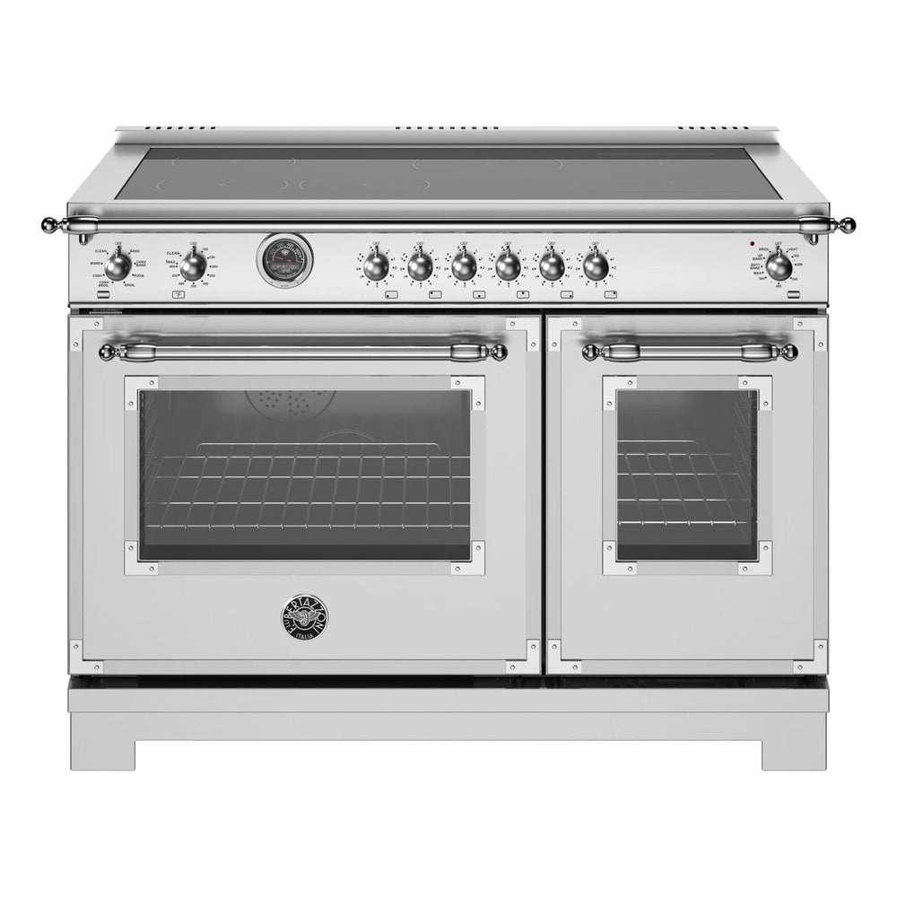 Bertazzoni Heritage Series 48 inch Induction Range with 6 Elements, 7 cu. ft. Total Oven Capacity, Cast Iron Griddle and Self Clean - HER486IGFEPXT