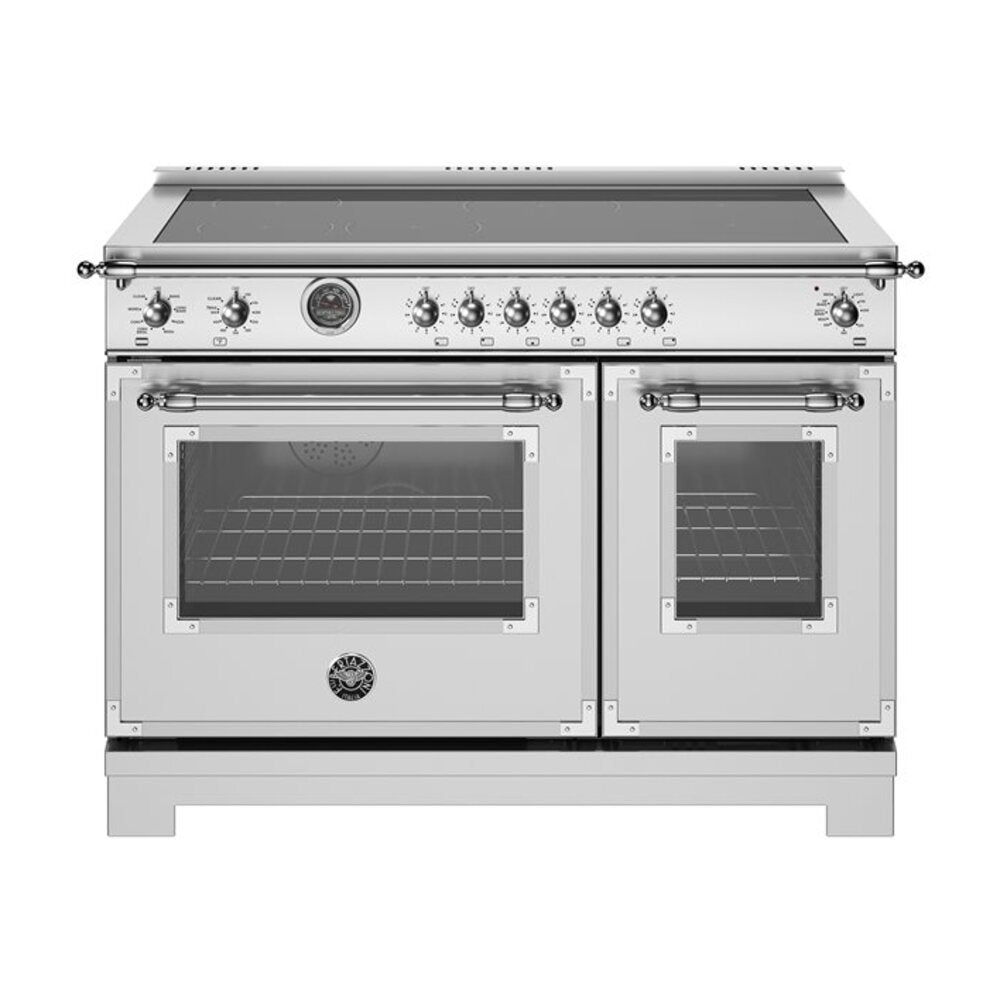 Bertazzoni Heritage Series 48 inch Induction Range with 6 Elements, 7 cu. ft. Total Oven Capacity, Cast Iron Griddle and Self Clean - HER486IGFEPXT