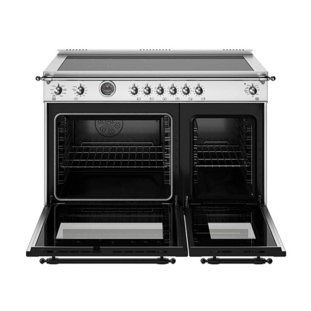 Bertazzoni Heritage Series 48 inch Induction Range with 6 Elements, 7 cu. ft. Total Oven Capacity, Cast Iron Griddle and Self Clean - HER486IGFEPXT