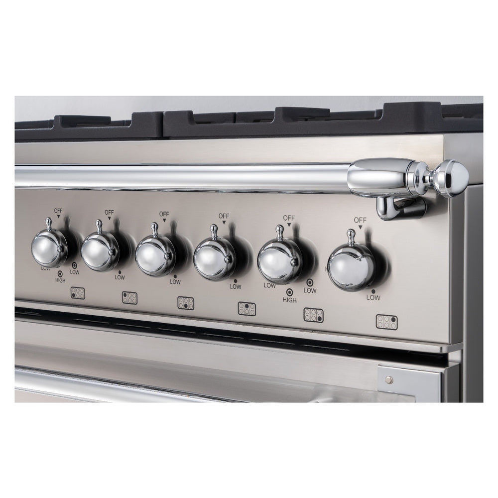 Bertazzoni Heritage Series 48 inch Induction Range with 6 Elements, 7 cu. ft. Total Oven Capacity, Cast Iron Griddle and Self Clean - HER486IGFEPXT