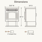 ComfortBilt HP21 24" Black Wood Pellet Stove with Stainless Steel Trim
