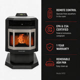 ComfortBilt HP21 24" Black Wood Pellet Stove with Stainless Steel Trim