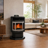 ComfortBilt HP21 24" Black Wood Pellet Stove with Stainless Steel Trim