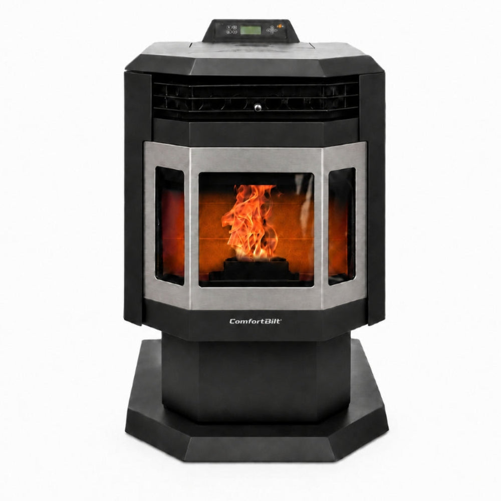 ComfortBilt HP21 24" Black Wood Pellet Stove with Stainless Steel Trim